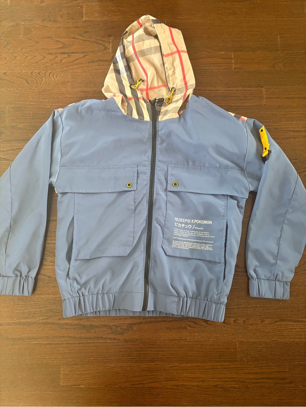 10.Deep Light Blue Pikachu Pocket Zip Jacket